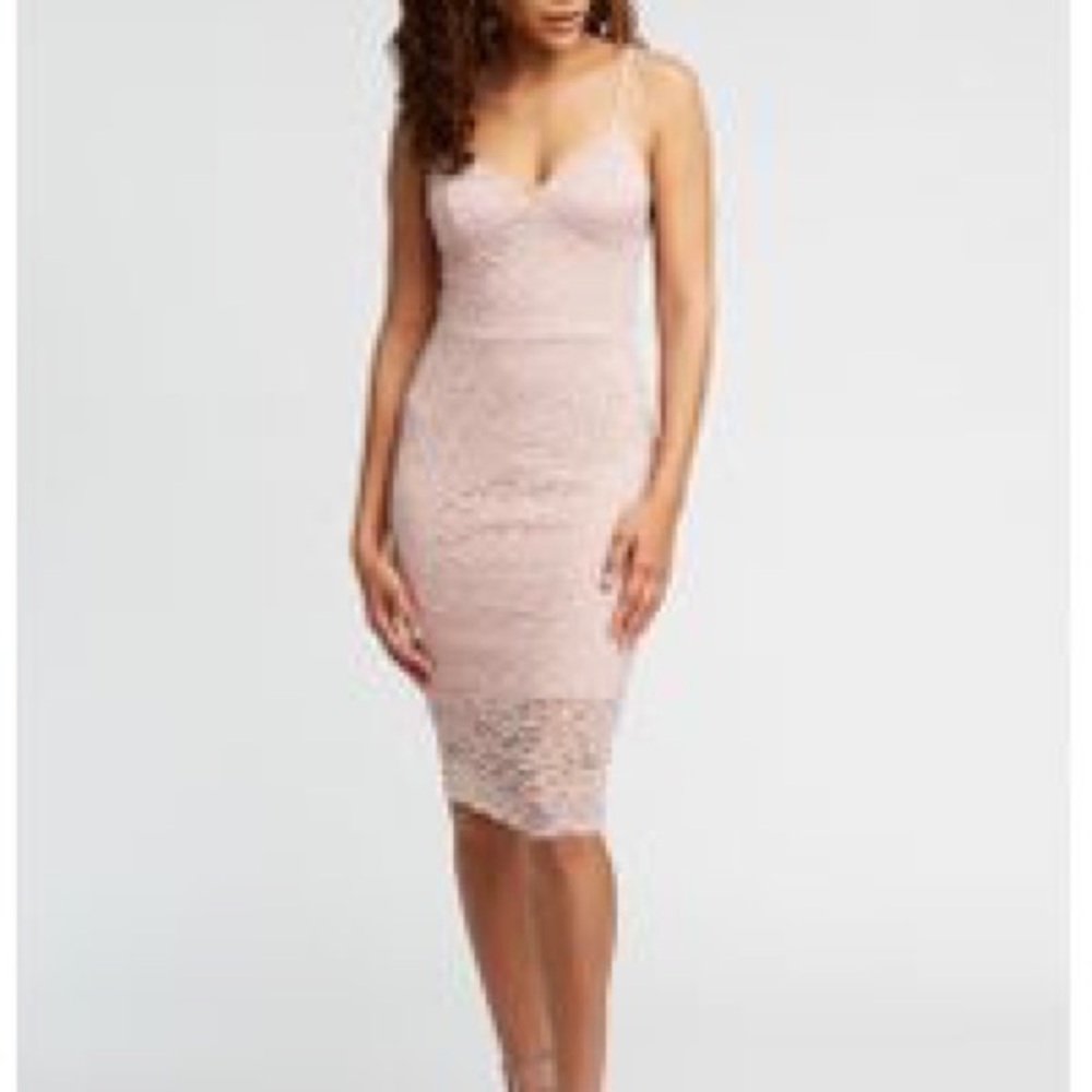 Blush Lace Back Tie Midi Dress